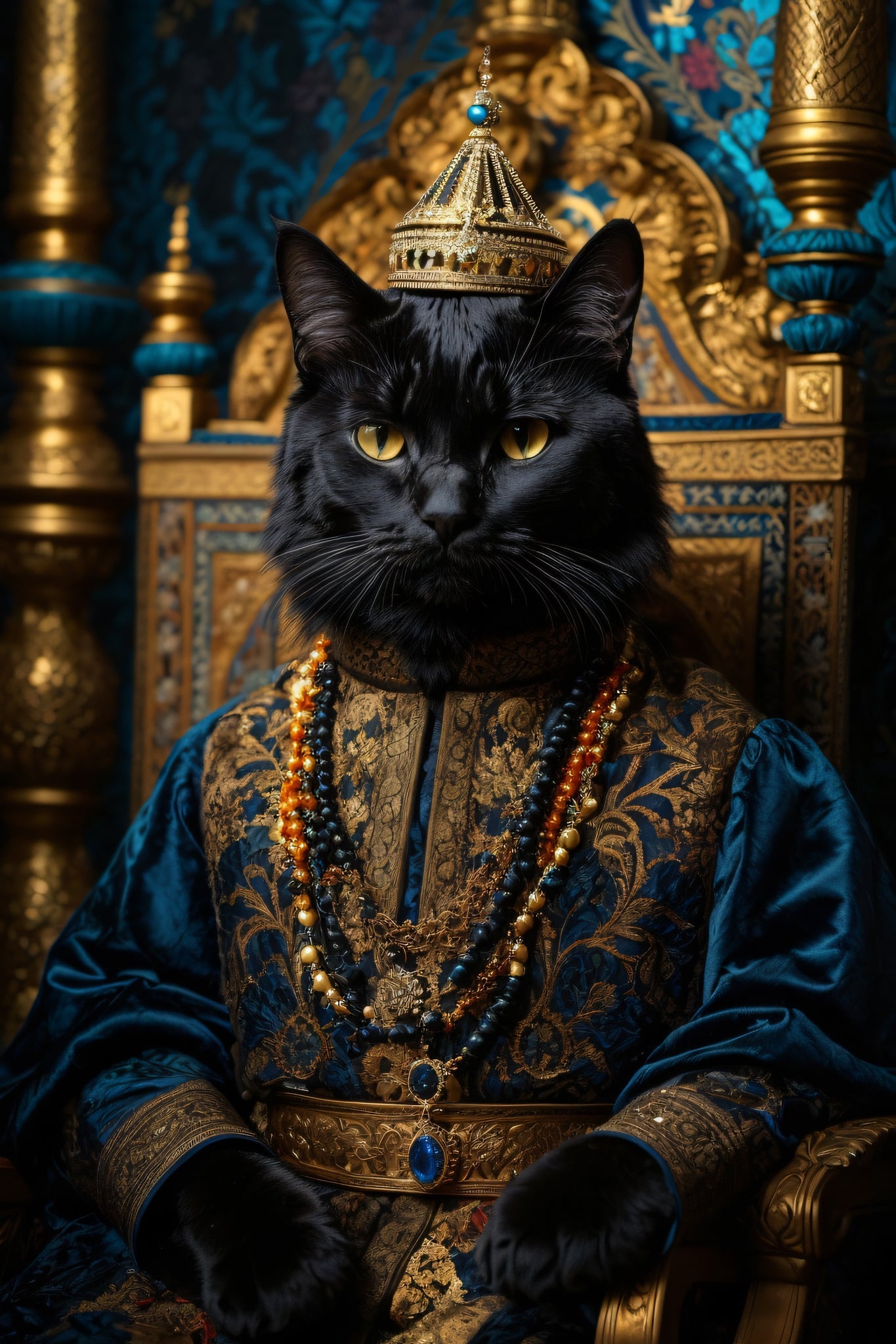 Canvasschilderij| Black Royal Cat | Premium 100% katoenen doek