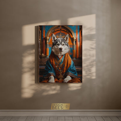 Canvas Schilderij | Husky Monk | Premium 100% katoenen doek