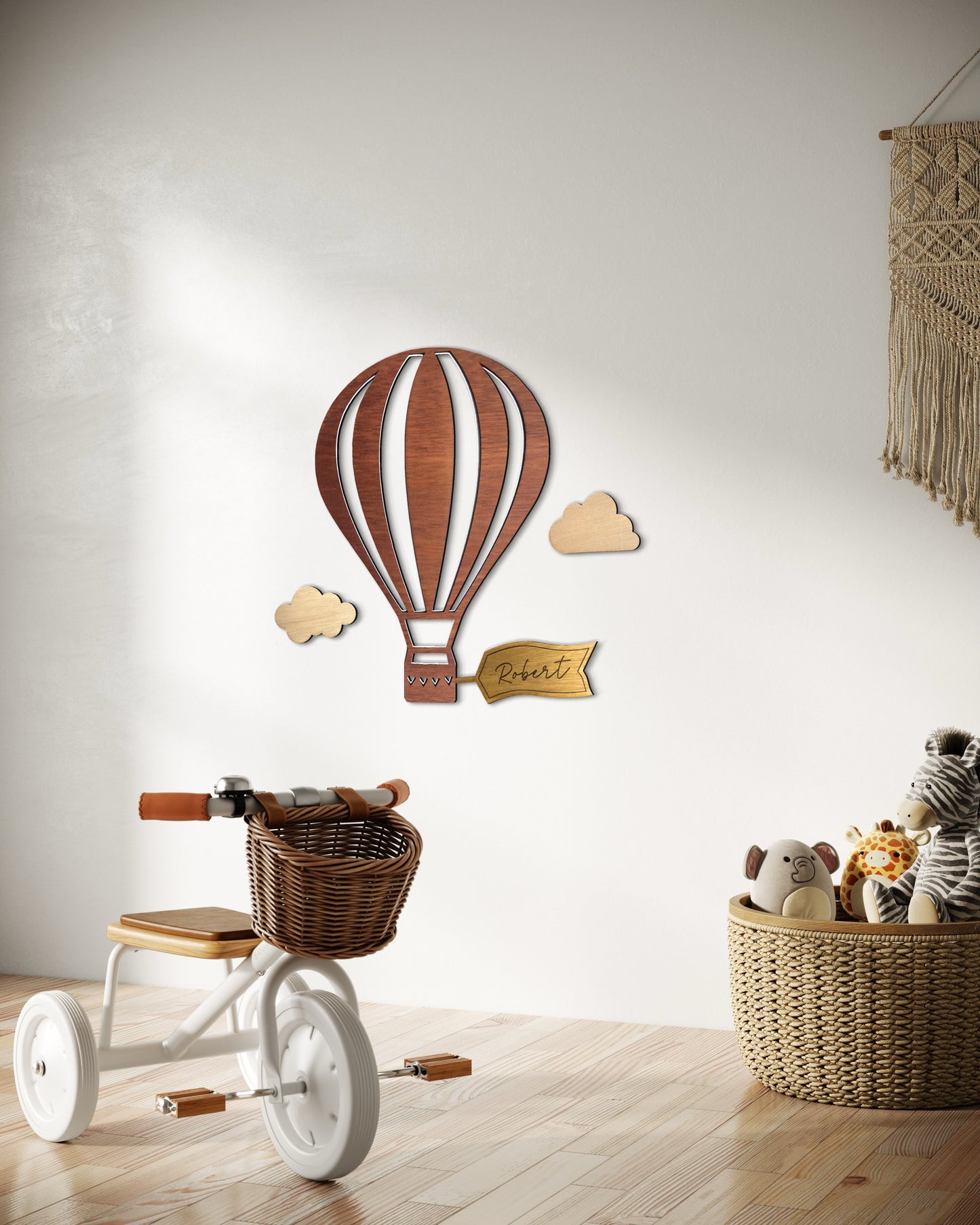 Houten babykamer decoratie | Gepersonaliseerde schattige ballon met naam | Babyshower decoratie | 4 stuks