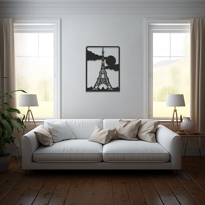 Eiffel Tower Wooden Wall Decoration on a white wall