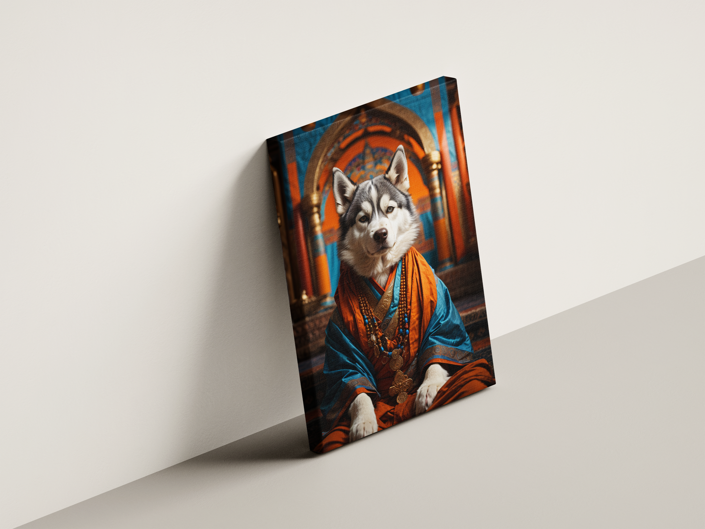 Canvas Schilderij | Husky Monk | Premium 100% katoenen doek